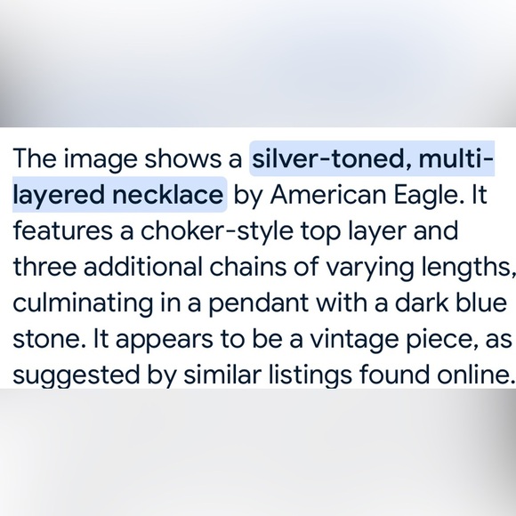 🌹 American Eagle Elegant Silver Layered Necklace with Blue Pendant - Picture 4 of 5